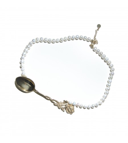 Naszyjnik premium  perły naturalne  z łyżeczką sanah